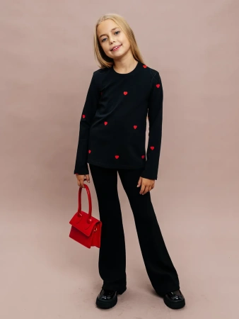 Лонгслив для девочки с принтом в школу