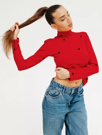 Водолазка женская облегающий лонгслив с принтом ДК572