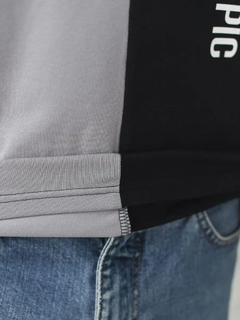 Футболка мужская спортивная двухцветная с принтом хлопок