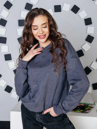 Кофта теплая одежда с принтом и блестками