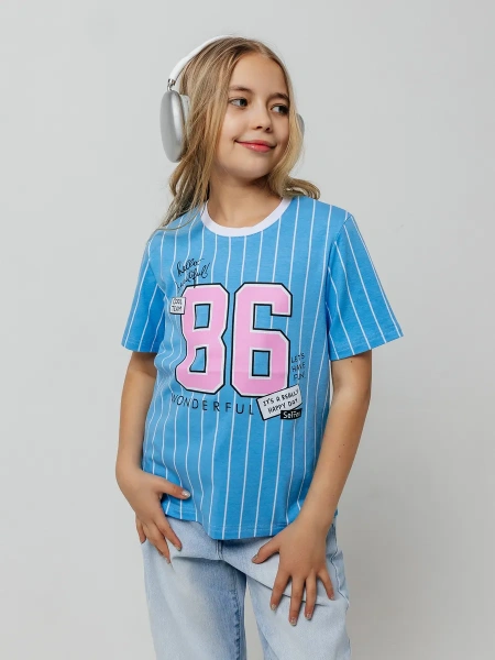 Футболка для девочки оверсайз с принтом хлопок