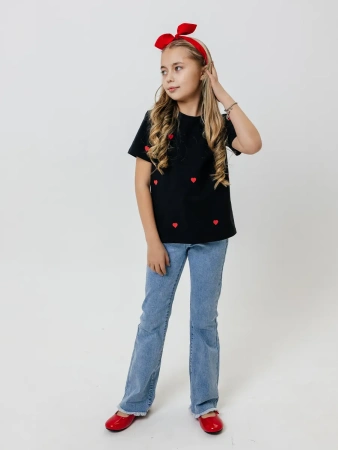 Футболка для девочки оверсайз с принтом хлопок