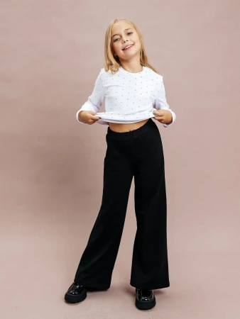 Брюки для девочки школьные палаццо на резинке