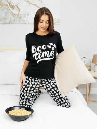 Пижама женская с брюками домашний костюм хлопок