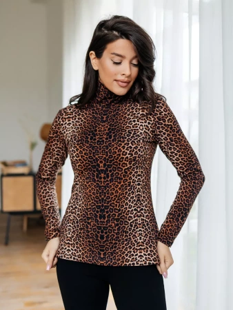 Водолазка женская облегающий лонгслив с принтом ДК572