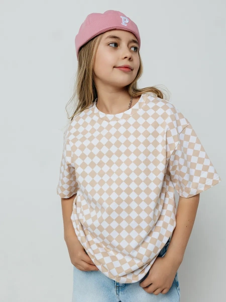 Футболка для девочки с принтом хлопок летняя пляжная