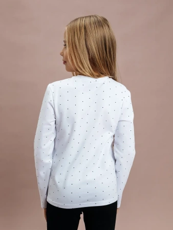 Лонгслив для девочки школьная блузка нарядная в горошек