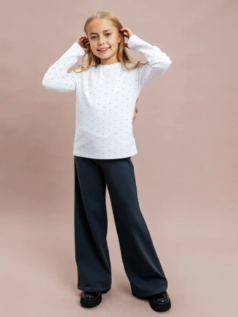 Лонгслив для девочки школьная блузка нарядная в горошек