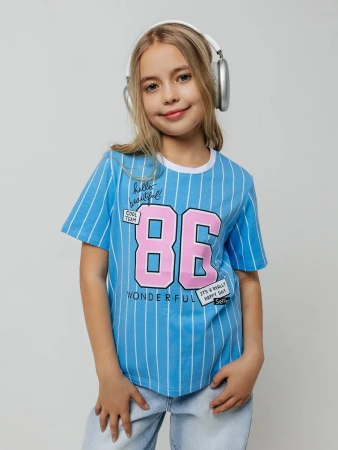 Футболка для девочки оверсайз с принтом хлопок