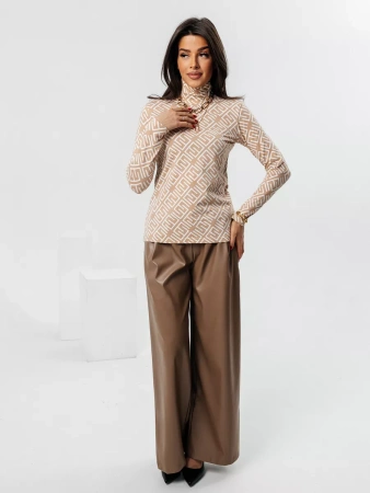 Водолазка женская облегающий лонгслив с принтом ДК572