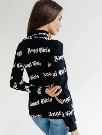 Водолазка женская облегающий лонгслив с принтом ДК572