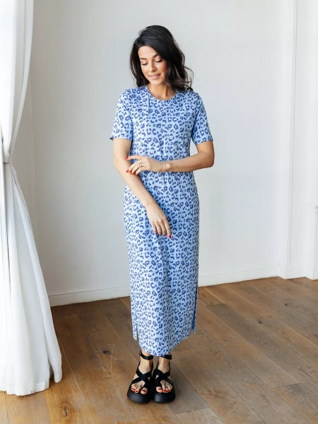 Платье женкое домашнее леопардовое больших размеров ПЛК609