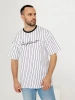 Футболка в полоску оверсайз с принтом надписью