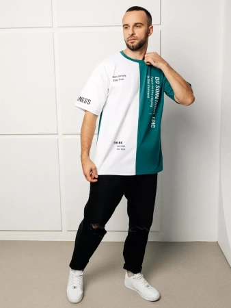 Футболка мужская оверсайз двухцветная больших размеров