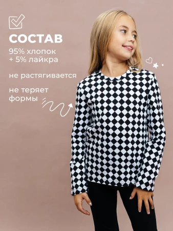 Лонгслив для девочки модный с принтом в сад