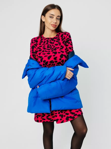 Платье женское трикотажное леопардовое мини трапеция ПЛИ577