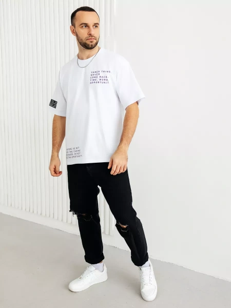 Футболка широкая оверсайз белая плотная хлопок с лайкрой