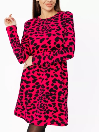 Платье женское трикотажное леопардовое мини трапеция ПЛИ577