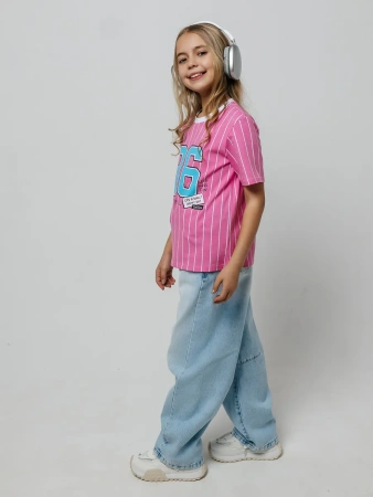 Футболка для девочки оверсайз с принтом хлопок
