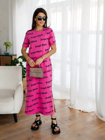 Платье женкое трикотажное с принтом больших размеров ПЛК609