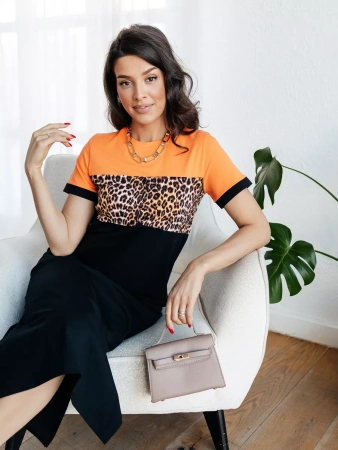 Платье трикотажное леопардовое больших размеров ПЛК569