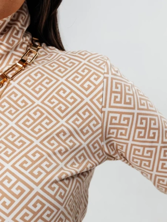 Водолазка женская облегающий лонгслив с принтом ДК572