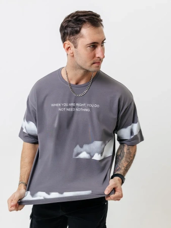 Футболка базовая оверсайз с принтом хлопок летняя