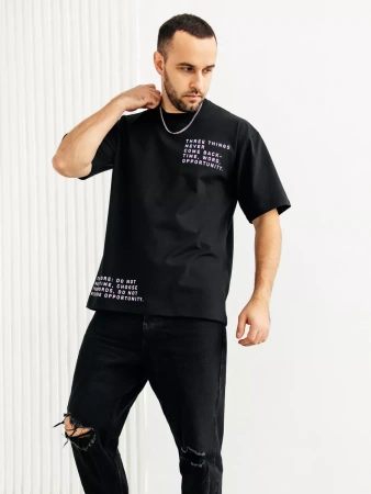Футболка оверсайз черная плотная хлопок с лайкрой