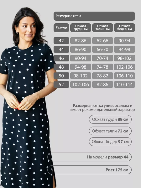 Платье женское трикотажное в горошек длинное хлопок ПЛК609