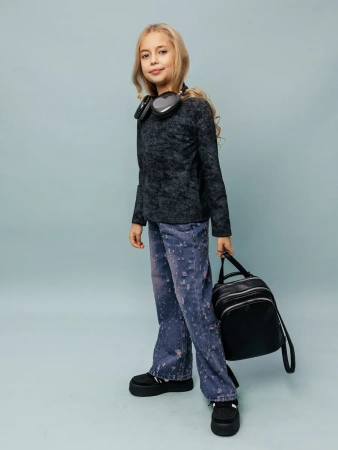 Лонгслив для девочки свитшот варенка черный
