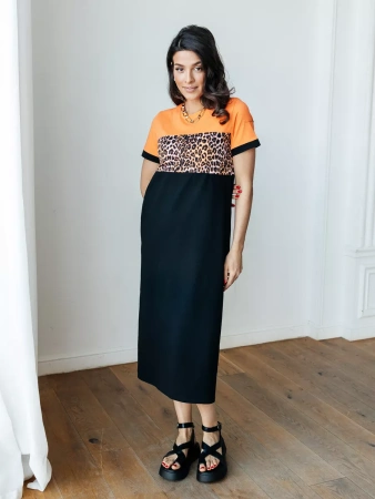 Платье трикотажное леопардовое больших размеров ПЛК569