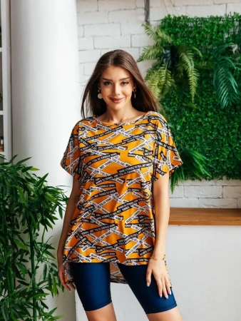 Туника женска оверсайз домашняя с принтом платье