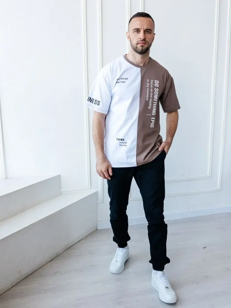 Футболка мужская спортивная с принтом хлопок