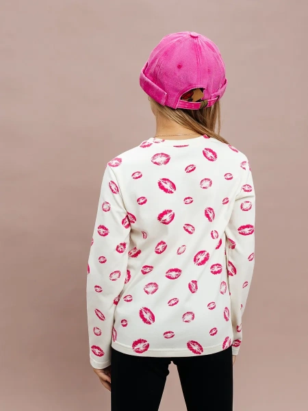 Лонгслив для девочки нарядный с принтом в детский сад