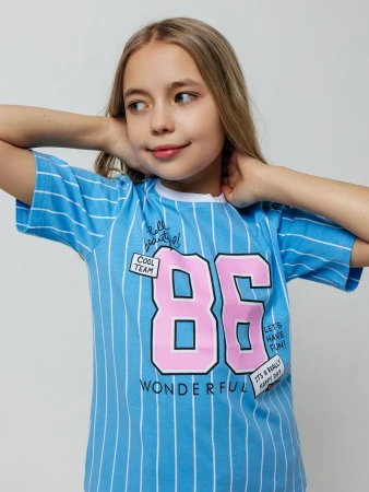 Футболка для девочки оверсайз с принтом хлопок