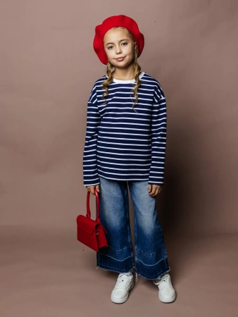 Лонгслив для девочки в полоску, тельняшка