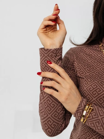 Водолазка женская облегающий лонгслив с принтом ДК572