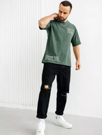 Футболка мужская базовая с принтом хлопок