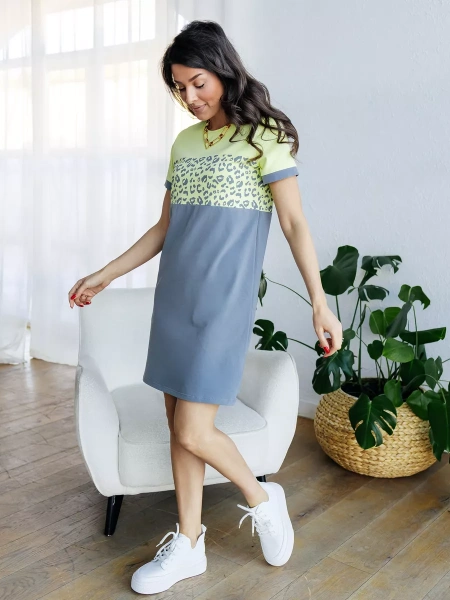 Платье домашнее женское больших размеров прямое повседневное