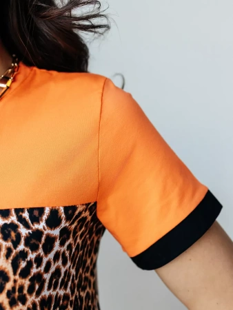 Платье трикотажное леопардовое больших размеров ПЛК569