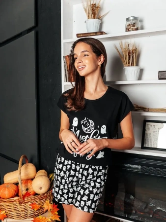 Пижама женская с шортами домашняя хлопок