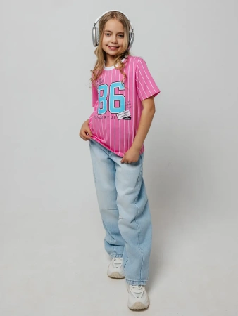 Футболка для девочки оверсайз с принтом хлопок