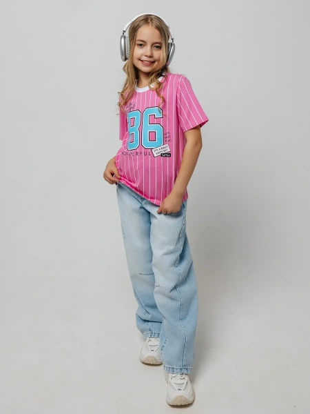 Футболка для девочки оверсайз с принтом хлопок