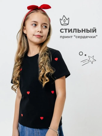 Футболка для девочки оверсайз с принтом хлопок