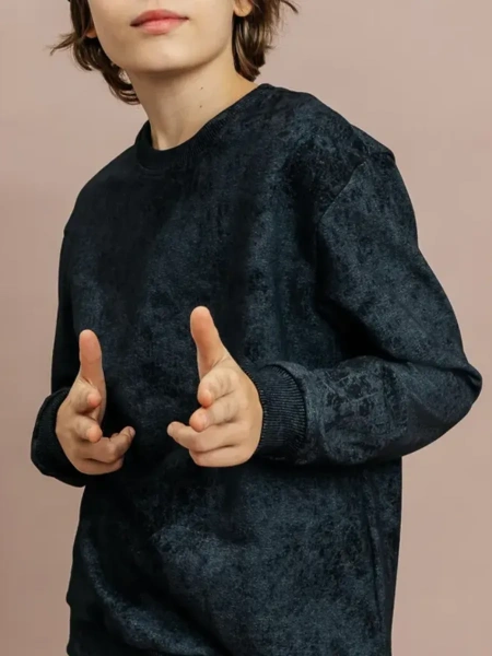 Свитшот для мальчика черный трикотажный подростковый в школу