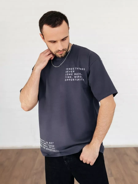 Футболка широкая оверсайз серая плотная хлопок с лайкрой