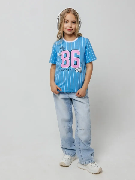 Футболка для девочки оверсайз с принтом хлопок