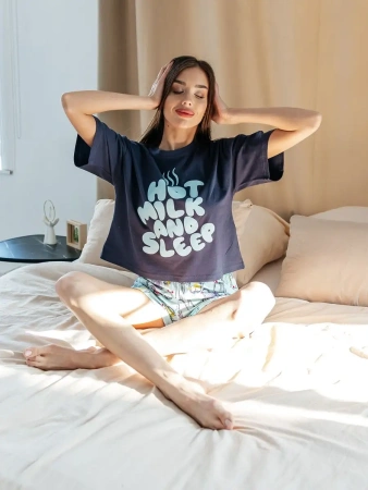 Пижама женская с шортами большие размеры хлопок