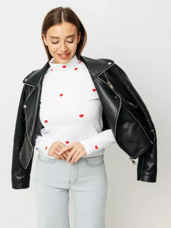 Водолазка женская облегающий лонгслив с принтом ДК572