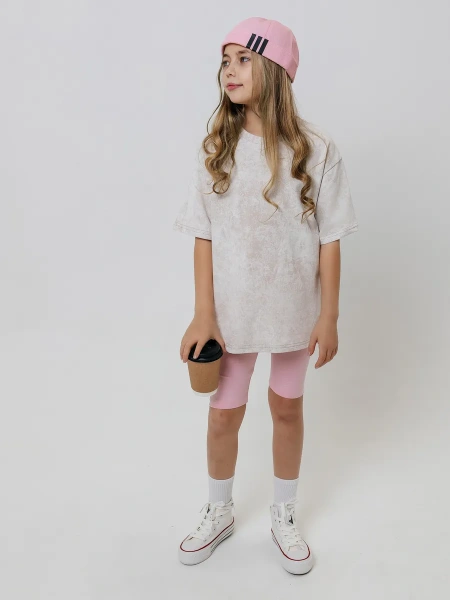 Футболка для девочки оверсайз с принтом хлопок